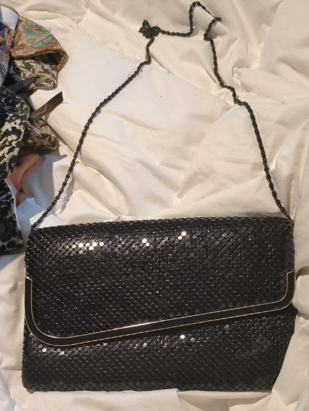 Vintage Black Sequin Chain Shoulder Bag